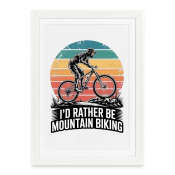 VTT, Descente, Action du cyclisme - Affiche encadrée (27 × 37 cm) - blanc - Devant