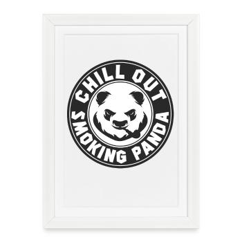 Emblème rétro Smoking Panda Relaxe - Affiche encadrée (27 × 37 cm) - blanc - Devant