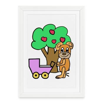 Maman en peluche Bébé Bébé Ours - Affiche encadrée (27 × 37 cm) - blanc - Devant