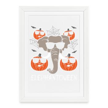 Safari Afrique faune du Serengeti éléphant d’Halloween - Affiche encadrée (27 × 37 cm) - blanc - Devant
