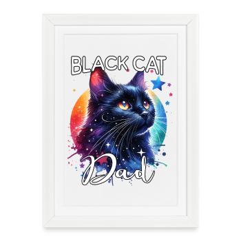 Black Cat Dad - Framed poster (27 × 37 cm) - white - Front