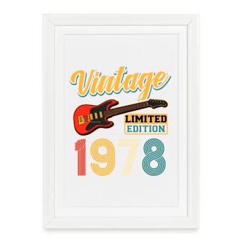 Conception de guitare vintage 1978 Édition limitée - Affiche encadrée (27 × 37 cm) - blanc - Devant