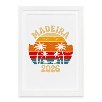 Coucher de soleil des palmiers de Madère 2026 - Affiche encadrée (27 × 37 cm) - blanc - Devant