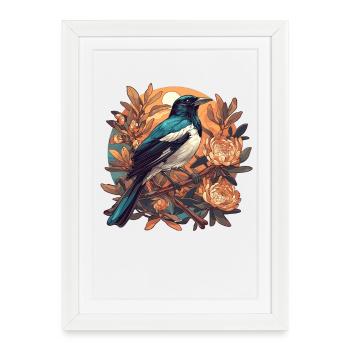 Pies Magpie - Affiche encadrée (27 × 37 cm) - blanc - Devant