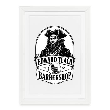 Edward Teach Barbier Pirate Barber Vintage - Affiche encadrée (27 × 37 cm) - blanc - Devant