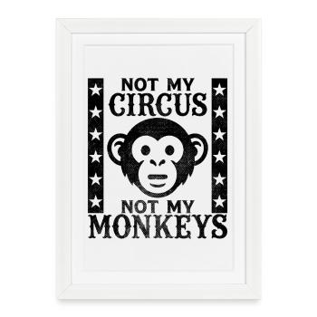 Pas mon cirque, pas mes singes - Affiche encadrée (27 × 37 cm) - blanc - Devant