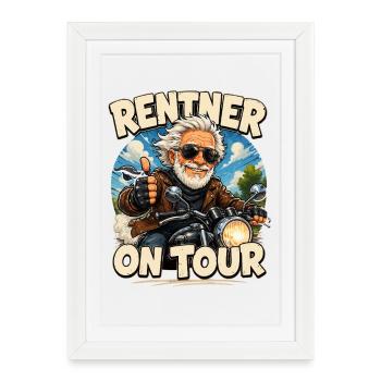 Retraités en tournée – Charme moto - Affiche encadrée (27 × 37 cm) - blanc - Devant