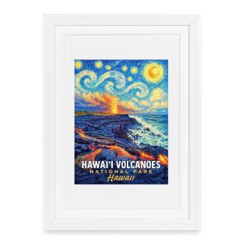 Parc national du volcan d’Hawaï - Affiche encadrée (27 × 37 cm) - blanc - Devant