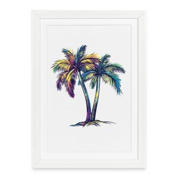 Rainbow Palm Trees Tropical Dream - Framed poster (27 × 37 cm) - white - Front