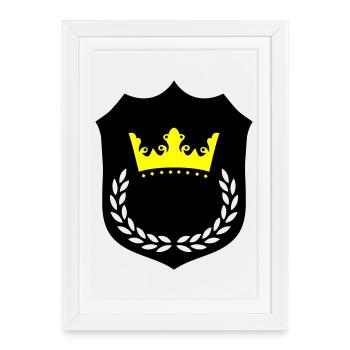 Couronne Splendeur Jaune Noir - Affiche encadrée (27 × 37 cm) - blanc - Devant
