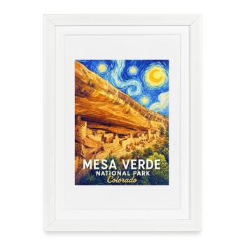 Mesa Verde Starry Night Colorado - Framed poster (27 × 37 cm) - white - Front