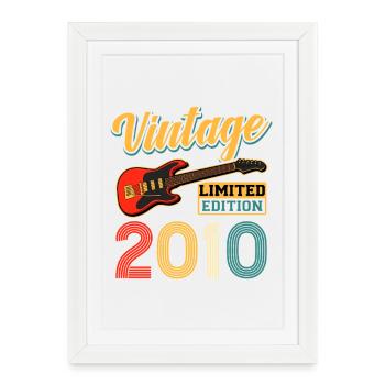 Art de guitare électrique édition limitée vintage 2010 - Affiche encadrée (27 × 37 cm) - blanc - Devant