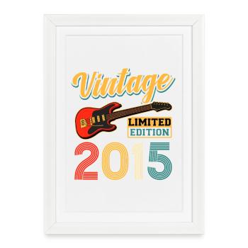 Guitare vintage 2015 Édition limitée Art rétro - Affiche encadrée (27 × 37 cm) - blanc - Devant