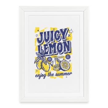 Motif d’agrumes citron juteux d’été - Affiche encadrée (27 × 37 cm) - blanc - Devant