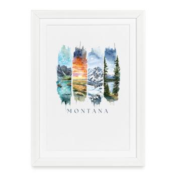 Voyage de vacances dans le Montana – Big Sky Country - Affiche encadrée (27 × 37 cm) - blanc - Devant