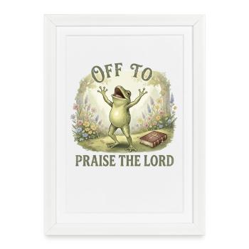 Louer le Seigneur Christ la Grenouille - Affiche encadrée (27 × 37 cm) - blanc - Devant