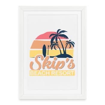 Skip's Beach Resort Tropical Summer Vacation - Framed poster (27 × 37 cm) - white - Front