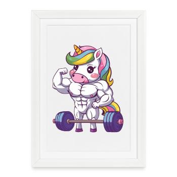 Strong unicorn gym design fitness fitty - Framed poster (27 × 37 cm) - white - Front