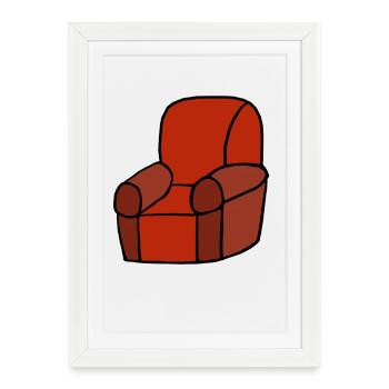 Red Lounge Chair Silhouette - Framed poster (27 × 37 cm) - white - Front