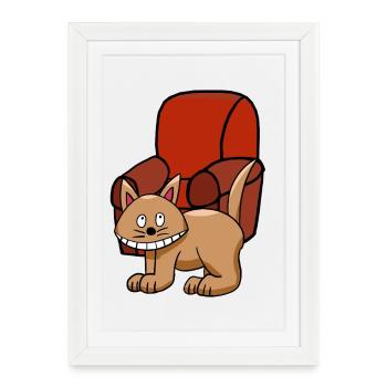 Cat Kids Pet - Framed poster (27 × 37 cm) - white - Front