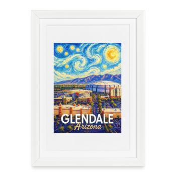 Glendale, Arizona Starry Night - Affiche encadrée (27 × 37 cm) - blanc - Devant