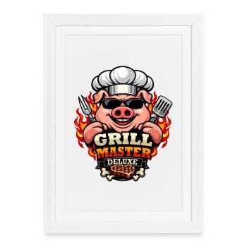 Grill Master Deluxe Barbecue Chef - Affiche encadrée (27 × 37 cm) - blanc - Devant