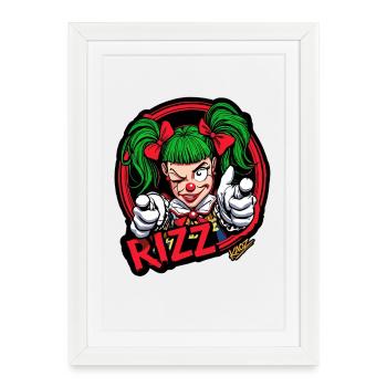 Rizz Clown Neon Pop - Affiche encadrée (27 × 37 cm) - blanc - Devant