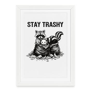 Garbage Animal Humor Raccoon Opossum - Framed poster (27 × 37 cm) - white - Front
