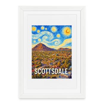 Affiche artistique du Scottsdale Arizona Sun - Affiche encadrée (27 × 37 cm) - blanc - Devant