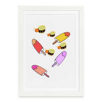 Buntes Eis mit Bienen Kinder Kind - Framed poster (27 × 37 cm) - white - Front