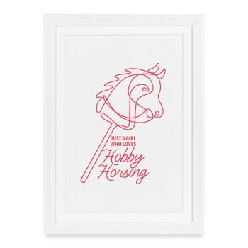 Juste une fille qui adore le passe-temps de monture | Équitation - Affiche encadrée (27 × 37 cm) - blanc - Devant