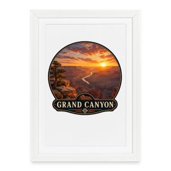 Vintage Grand Canyon Sunset Colorado - Affiche encadrée (27 × 37 cm) - blanc - Devant