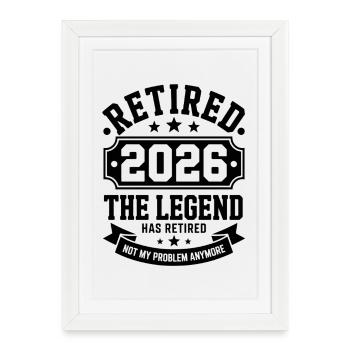 Retired 2026 Funny Retired Graphic Men Retirement - Framed poster (27 × 37 cm) - white - Front
