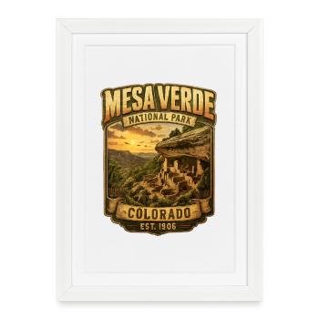 Mesa Verde National Park Signet - Framed poster (27 × 37 cm) - white - Front