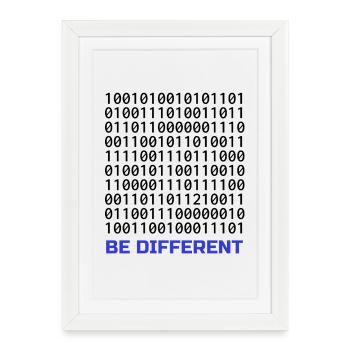 Be Different: Binary Pattern with Message - Framed poster (27 × 37 cm) - white - Front