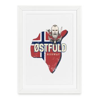 Province d’Østfold en Norvège avec carte souvenir - Affiche encadrée (27 × 37 cm) - blanc - Devant
