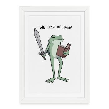 Grenouille Ranger de l’Aube : Épée et Tome - Affiche encadrée (27 × 37 cm) - blanc - Devant