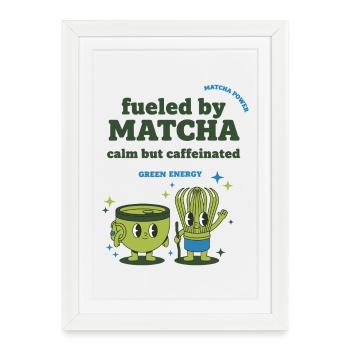 Alimenté par le matcha, une énergie verte calme mais caféinée - Affiche encadrée (27 × 37 cm) - blanc - Devant