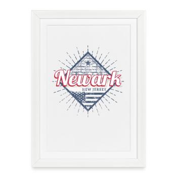 Newark City dans le New Jersey, États-Unis, États-Unis - Affiche encadrée (27 × 37 cm) - blanc - Devant