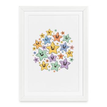 Explosion d’Étoile Colorée - Affiche encadrée (27 × 37 cm) - blanc - Devant