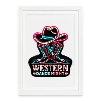 Soirée de danse occidentale - Affiche encadrée (27 × 37 cm) - blanc - Devant