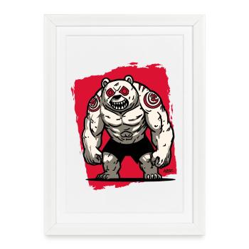 Ours Terrible aux Yeux Cramoisis - Affiche encadrée (27 × 37 cm) - blanc - Devant