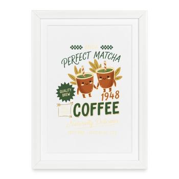 Parfait Matcha Coffee Naturellement Délicieux - Affiche encadrée (27 × 37 cm) - blanc - Devant