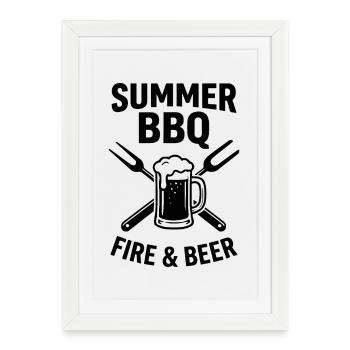 Tenue de barbecue d’été Fire and Beer Grillmeister - Affiche encadrée (27 × 37 cm) - blanc - Devant