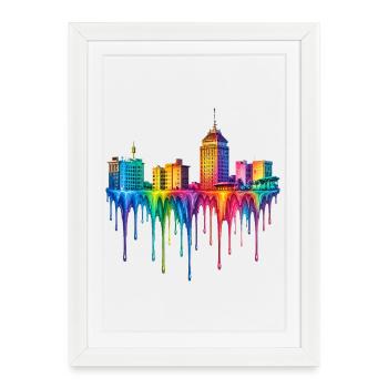 Fresno, Californie, peinture qui goutte - Affiche encadrée (27 × 37 cm) - blanc - Devant