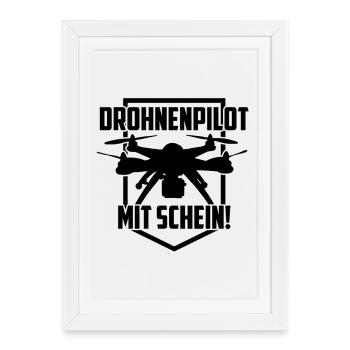 drohnenpilot, drohnenführerschein - Gerahmtes Poster (27 × 37 cm) - Weiß - Vorne