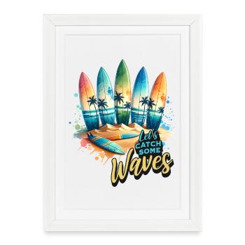 Let's Catch Some Waves - Framed poster (27 × 37 cm) - white - Front
