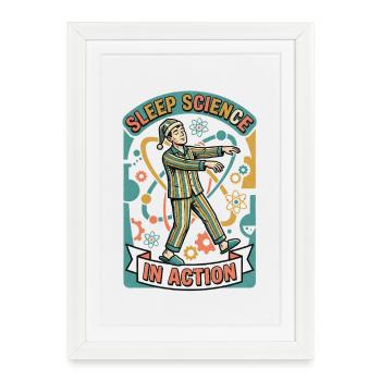 Recherche sur le sommeil active | Somnambulisme - Affiche encadrée (27 × 37 cm) - blanc - Devant