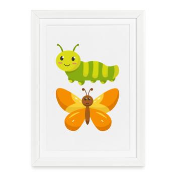 De la chenille au papillon - Affiche encadrée (27 × 37 cm) - blanc - Devant