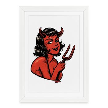 Devil Pinup in Halftone Red - Framed poster (27 × 37 cm) - white - Front